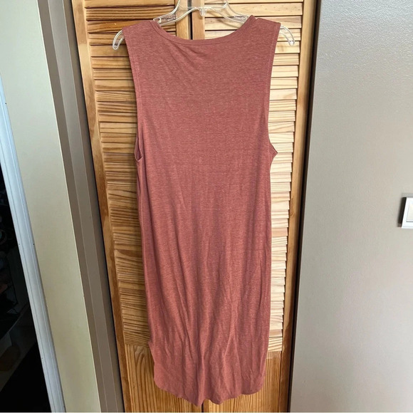 Aerie Dress Womens M Red Tank Scoop Neck Sleeveless Linen Blend Midi Solid - Picture 7 of 9